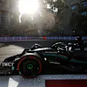 BAKU, AZERBAIJAN - APRIL 28: George Russell of Great Britain driving the (63) Mercedes AMG Petronas F1 Team W14 on track during qualifying ahead of the F1 Grand Prix of Azerbaijan at Baku City Circuit on April 28, 2023 in Baku, Azerbaijan. (Photo by Bryn Lennon - Formula 1/Formula 1 via Getty Images)