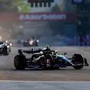 BAKU, AZERBAIJAN - APRIL 29: Lewis Hamilton of Great Britain driving the (44) Mercedes AMG Petronas F1 Team W14 on track during the Sprint ahead of the F1 Grand Prix of Azerbaijan at Baku City Circuit on April 29, 2023 in Baku, Azerbaijan. (Photo by Bryn Lennon - Formula 1/Formula 1 via Getty Images)