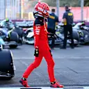 BAKU, AZERBAIJAN - APRIL 29:  Second placed Charles Leclerc of Monaco and Ferrari (L) celebrates in parc ferme during the Sprint ahead of the F1 Grand Prix of Azerbaijan at Baku City Circuit on April 29, 2023 in Baku, Azerbaijan. (Photo by Dan Mullan - Formula 1/Formula 1 via Getty Images)