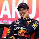 BAKU, AZERBAIJAN - APRIL 29: Sprint winner Sergio Perez of Mexico and Oracle Red Bull Racing attends the press conference after the Sprint ahead of the F1 Grand Prix of Azerbaijan at Baku City Circuit on April 29, 2023 in Baku, Azerbaijan. (Photo by Bryn Lennon/Getty Images)