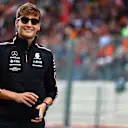 SPA, BELGIUM - JULY 30: George Russell of Great Britain and Mercedes looks on from the drivers parade prior to the F1 Grand Prix of Belgium at Circuit de Spa-Francorchamps on July 30, 2023 in Spa, Belgium. (Photo by Mark Thompson/Getty Images)