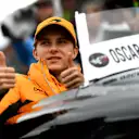 SPA, BELGIUM - JULY 30: Oscar Piastri of Australia and McLaren looks on from the drivers parade  prior to the F1 Grand Prix of Belgium at Circuit de Spa-Francorchamps on July 30, 2023 in Spa, Belgium. (Photo by Rudy Carezzevoli - Formula 1/Formula 1 via Getty Images)