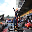 SPA, BELGIUM - JULY 30: Race winner Max Verstappen of the Netherlands and Oracle Red Bull Racing celebrates in parc ferme during the F1 Grand Prix of Belgium at Circuit de Spa-Francorchamps on July 30, 2023 in Spa, Belgium. (Photo by Dan Mullan/Getty Images)