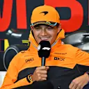SPA, BELGIUM - JULY 27: Lando Norris of Great Britain and McLaren attends the Drivers Press Conference during previews ahead of the F1 Grand Prix of Belgium at Circuit de Spa-Francorchamps on July 27, 2023 in Spa, Belgium. (Photo by Dan Mullan/Getty Images)