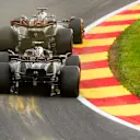 SPA, BELGIUM - JULY 29: George Russell of Mercedes and Great Britain and Lewis Hamilton of Mercedes and Great Britain during the Sprint Shootout ahead of the F1 Grand Prix of Belgium at Circuit de Spa-Francorchamps on July 29, 2023 in Spa, Belgium. (Photo by Peter Fox/Getty Images)