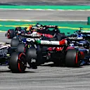 SAO PAULO, BRAZIL - NOVEMBER 05: Valtteri Bottas of Finland driving the (77) Alfa Romeo F1 C43 Ferrari rounds turn 1 during the F1 Grand Prix of Brazil at Autodromo Jose Carlos Pace on November 05, 2023 in Sao Paulo, Brazil. (Photo by Mark Thompson/Getty Images)