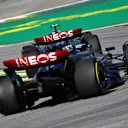 SAO PAULO, BRAZIL - NOVEMBER 05: Lewis Hamilton of Great Britain driving the (44) Mercedes AMG Petronas F1 Team W14 leads George Russell of Great Britain driving the (63) Mercedes AMG Petronas F1 Team W14 on track during the F1 Grand Prix of Brazil at Autodromo Jose Carlos Pace on November 05, 2023 in Sao Paulo, Brazil. (Photo by Mark Thompson/Getty Images)