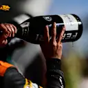 SAO PAULO, BRAZIL - NOVEMBER 05: Second placed Lando Norris of Great Britain and McLaren celebrates on the podium during the F1 Grand Prix of Brazil at Autodromo Jose Carlos Pace on November 05, 2023 in Sao Paulo, Brazil. (Photo by Mario Renzi - Formula 1/Formula 1 via Getty Images)