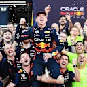 SAO PAULO, BRAZIL - NOVEMBER 05: Race winner Max Verstappen of the Netherlands and Oracle Red Bull Racing celebrates with his team in the Pitlane after the F1 Grand Prix of Brazil at Autodromo Jose Carlos Pace on November 05, 2023 in Sao Paulo, Brazil. (Photo by Rudy Carezzevoli/Getty Images)