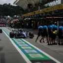 SAO PAULO, BRAZIL - NOVEMBER 04: Alexander Albon of Thailand driving the (23) Williams FW45 Mercedes in the Pitlane during the Sprint Shootout ahead of the F1 Grand Prix of Brazil at Autodromo Jose Carlos Pace on November 04, 2023 in Sao Paulo, Brazil. (Photo by Rudy Carezzevoli/Getty Images)