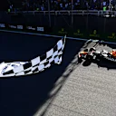 SAO PAULO, BRAZIL - NOVEMBER 04: Sprint winner Max Verstappen of the Netherlands and Oracle Red Bull Racing crosses the finish line during the Sprint ahead of the F1 Grand Prix of Brazil at Autodromo Jose Carlos Pace on November 04, 2023 in Sao Paulo, Brazil. (Photo by Mario Renzi - Formula 1/Formula 1 via Getty Images)