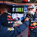 MONTREAL, QUEBEC - JUNE 17: Pole position qualifier Max Verstappen of the Netherlands and Oracle Red Bull Racing celebrates with his team in the garage during qualifying ahead of the F1 Grand Prix of Canada at Circuit Gilles Villeneuve on June 17, 2023 in Montreal, Quebec. (Photo by Dan Mullan/Getty Images)