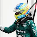 MONTREAL, QUEBEC - JUNE 17: Third placed qualifier Fernando Alonso of Spain and Aston Martin F1 Team celebrates in the Pitlane during qualifying ahead of the F1 Grand Prix of Canada at Circuit Gilles Villeneuve on June 17, 2023 in Montreal, Quebec. (Photo by Bryn Lennon - Formula 1/Formula 1 via Getty Images)