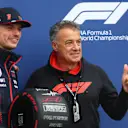 MONTREAL, QUEBEC - JUNE 17: Pole position qualifier Max Verstappen of the Netherlands and Oracle Red Bull Racing is presented with the Pirelli Pole Position award by Jean Alesi in parc ferme during qualifying ahead of the F1 Grand Prix of Canada at Circuit Gilles Villeneuve on June 17, 2023 in Montreal, Quebec. (Photo by Dan Istitene - Formula 1/Formula 1 via Getty Images)