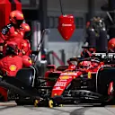 BUDAPEST, HUNGARY - JULY 23: Charles Leclerc of Monaco driving the (16) Ferrari SF-23 makes a pitstop during the F1 Grand Prix of Hungary at Hungaroring on July 23, 2023 in Budapest, Hungary. (Photo by Dan Istitene - Formula 1/Formula 1 via Getty Images)