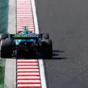 BUDAPEST, HUNGARY - JULY 23: Lance Stroll of Canada driving the (18) Aston Martin AMR23 Mercedes on track during the F1 Grand Prix of Hungary at Hungaroring on July 23, 2023 in Budapest, Hungary. (Photo by Francois Nel/Getty Images)