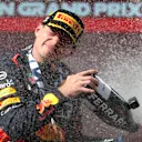BUDAPEST, HUNGARY - JULY 23: Race winner Max Verstappen of the Netherlands and Oracle Red Bull Racing celebrates on the podium during the F1 Grand Prix of Hungary at Hungaroring on July 23, 2023 in Budapest, Hungary. (Photo by Peter Fox/Getty Images)