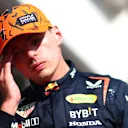 BUDAPEST, HUNGARY - JULY 22: Second placed qualifier Max Verstappen of the Netherlands and Oracle Red Bull Racing reacts in parc ferme during qualifying ahead of the F1 Grand Prix of Hungary at Hungaroring on July 22, 2023 in Budapest, Hungary. (Photo by Dan Istitene - Formula 1/Formula 1 via Getty Images)
