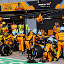 MONZA, ITALY - SEPTEMBER 03: Oscar Piastri of Australia driving the (81) McLaren MCL60 Mercedes makes a pitstop during the F1 Grand Prix of Italy at Autodromo Nazionale Monza on September 03, 2023 in Monza, Italy. (Photo by Joe Portlock - Formula 1/Formula 1 via Getty Images)