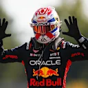 MONZA, ITALY - SEPTEMBER 03: Race winner Max Verstappen of the Netherlands and Oracle Red Bull Racing celebrates his record tenth consecutive race win in parc ferme during the F1 Grand Prix of Italy at Autodromo Nazionale Monza on September 03, 2023 in Monza, Italy. (Photo by Joe Portlock - Formula 1/Formula 1 via Getty Images)