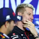 MONZA, ITALY - AUGUST 31: Nico Hulkenberg of Germany and Haas F1 looks on in the Drivers Press Conference during previews ahead of the F1 Grand Prix of Italy at Autodromo Nazionale Monza on August 31, 2023 in Monza, Italy. (Photo by Bryn Lennon/Getty Images)