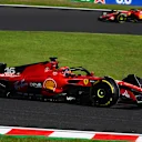 SUZUKA, JAPAN - SEPTEMBER 24: Charles Leclerc of Monaco driving the (16) Ferrari SF-23 leads Carlos Sainz of Spain driving (55) the Ferrari SF-23 during the F1 Grand Prix of Japan at Suzuka International Racing Course on September 24, 2023 in Suzuka, Japan. (Photo by Clive Mason/Getty Images)