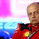 LAS VEGAS, NEVADA - NOVEMBER 16: Ferrari Team Principal Frederic Vasseur looks on in the Team Principals Press Conference ahead of the F1 Grand Prix of Las Vegas at Las Vegas Strip Circuit on November 16, 2023 in Las Vegas, Nevada. (Photo by Dan Istitene/Getty Images)