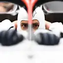 LAS VEGAS, NEVADA - NOVEMBER 18: Daniel Ricciardo of Australia and Scuderia AlphaTauri prepares to drive in the garage during qualifying ahead of the F1 Grand Prix of Las Vegas at Las Vegas Strip Circuit on November 18, 2023 in Las Vegas, Nevada. (Photo by Rudy Carezzevoli/Getty Images)