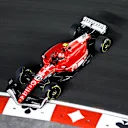 LAS VEGAS, NEVADA - NOVEMBER 18: Carlos Sainz of Spain driving (55) the Ferrari SF-23 spins on track during the F1 Grand Prix of Las Vegas at Las Vegas Strip Circuit on November 18, 2023 in Las Vegas, Nevada. (Photo by Chris Graythen/Getty Images)