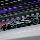 LAS VEGAS, NEVADA - NOVEMBER 18: George Russell of Great Britain driving the (63) Mercedes AMG Petronas F1 Team W14 on track during the F1 Grand Prix of Las Vegas at Las Vegas Strip Circuit on November 18, 2023 in Las Vegas, Nevada. (Photo by Chris Graythen/Getty Images)
