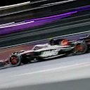 LAS VEGAS, NEVADA - NOVEMBER 18: Nico Hulkenberg of Germany driving the (27) Haas F1 VF-23 Ferrari on track during the F1 Grand Prix of Las Vegas at Las Vegas Strip Circuit on November 18, 2023 in Las Vegas, Nevada. (Photo by Chris Graythen/Getty Images)
