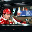 LAS VEGAS, NEVADA - NOVEMBER 18: Second placed Charles Leclerc of Monaco and Ferrari reacts on their way to the podium during the F1 Grand Prix of Las Vegas at Las Vegas Strip Circuit on November 18, 2023 in Las Vegas, Nevada. (Photo by Dan Istitene - Formula 1/Formula 1 via Getty Images)
