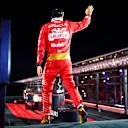 LAS VEGAS, NEVADA - NOVEMBER 18: Third placed Sergio Perez of Mexico and Oracle Red Bull Racing looks on from the podium during the F1 Grand Prix of Las Vegas at Las Vegas Strip Circuit on November 18, 2023 in Las Vegas, Nevada. (Photo by Dan Istitene - Formula 1/Formula 1 via Getty Images)