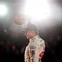 LAS VEGAS, NEVADA - NOVEMBER 18: Race winner Max Verstappen of the Netherlands and Oracle Red Bull Racing celebrates on the podium during the F1 Grand Prix of Las Vegas at Las Vegas Strip Circuit on November 18, 2023 in Las Vegas, Nevada. (Photo by Chris Graythen/Getty Images)