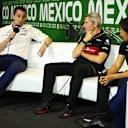 MEXICO CITY, MEXICO - OCTOBER 27: Dave Robson, Head of Vehicle Performance at Williams, Xevi Pujolar, Race Director at Alfa Romeo F1 and Ayao Komatsu, Trackside Engineering Director at Haas F1 attend the Team Principals Press Conference during practice ahead of the F1 Grand Prix of Mexico at Autodromo Hermanos Rodriguez on October 27, 2023 in Mexico City, Mexico. (Photo by Clive Mason/Getty Images)