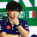 MEXICO CITY, MEXICO - OCTOBER 26: Yuki Tsunoda of Japan and Scuderia AlphaTauri attends the Drivers Press Conference during previews ahead of the F1 Grand Prix of Mexico at Autodromo Hermanos Rodriguez on October 26, 2023 in Mexico City, Mexico. (Photo by Dan Istitene/Getty Images)