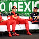 MEXICO CITY, MEXICO - OCTOBER 28: Third placed qualifier Max Verstappen of the Netherlands and Oracle Red Bull Racing talks to the media in a press conference after qualifying ahead of the F1 Grand Prix of Mexico at Autodromo Hermanos Rodriguez on October 28, 2023 in Mexico City, Mexico. (Photo by Jared C. Tilton/Getty Images)