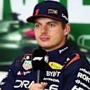 MEXICO CITY, MEXICO - OCTOBER 28: Third placed qualifier Max Verstappen of the Netherlands and Oracle Red Bull Racing talks to the media in a press conference after qualifying ahead of the F1 Grand Prix of Mexico at Autodromo Hermanos Rodriguez on October 28, 2023 in Mexico City, Mexico. (Photo by Dan Istitene/Getty Images)