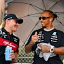 MONTE-CARLO, MONACO - MAY 28: Lewis Hamilton of Great Britain and Mercedes talks with Valtteri Bottas of Finland and Alfa Romeo F1 on the drivers parade prior to the F1 Grand Prix of Monaco at Circuit de Monaco on May 28, 2023 in Monte-Carlo, Monaco. (Photo by Dan Mullan/Getty Images)