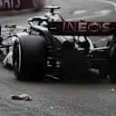 MONTE-CARLO, MONACO - MAY 28: Lewis Hamilton of Great Britain driving the (44) Mercedes AMG Petronas F1 Team W14 passes a dead bird on track during the F1 Grand Prix of Monaco at Circuit de Monaco on May 28, 2023 in Monte-Carlo, Monaco. (Photo by Ryan Pierse/Getty Images)