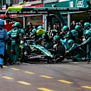 MONTE-CARLO, MONACO - MAY 28: Lance Stroll of Canada driving the (18) Aston Martin AMR23 Mercedes makes a pitstop during the F1 Grand Prix of Monaco at Circuit de Monaco on May 28, 2023 in Monte-Carlo, Monaco. (Photo by Mark Thompson/Getty Images)