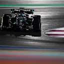LUSAIL CITY, QATAR - OCTOBER 08: George Russell of Great Britain driving the (63) Mercedes AMG Petronas F1 Team W14 on track during the F1 Grand Prix of Qatar at Lusail International Circuit on October 08, 2023 in Lusail City, Qatar. (Photo by Rudy Carezzevoli/Getty Images)