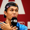LUSAIL CITY, QATAR - OCTOBER 05: Alexander Albon of Thailand and Williams attends the Drivers Press Conference during previews ahead of the F1 Grand Prix of Qatar at Lusail International Circuit on October 05, 2023 in Lusail City, Qatar. (Photo by Clive Mason/Getty Images)