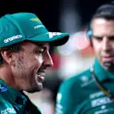 LUSAIL CITY, QATAR - OCTOBER 07: Fernando Alonso of Spain and Aston Martin F1 Team prepares to drive on the grid during the Sprint ahead of the F1 Grand Prix of Qatar at Lusail International Circuit on October 07, 2023 in Lusail City, Qatar. (Photo by Dan Istitene - Formula 1/Formula 1 via Getty Images)