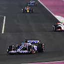 LUSAIL CITY, QATAR - OCTOBER 07: Esteban Ocon of France driving the (31) Alpine F1 A523 Renault leads Nico Hulkenberg of Germany driving the (27) Haas F1 VF-23 Ferrari during the Sprint ahead of the F1 Grand Prix of Qatar at Lusail International Circuit on October 07, 2023 in Lusail City, Qatar. (Photo by Rudy Carezzevoli/Getty Images)
