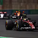 JEDDAH, SAUDI ARABIA - MARCH 19: Zhou Guanyu of China driving the (24) Alfa Romeo F1 C43 Ferrari on track during the F1 Grand Prix of Saudi Arabia at Jeddah Corniche Circuit on March 19, 2023 in Jeddah, Saudi Arabia. (Photo by Bryn Lennon - Formula 1/Formula 1 via Getty Images)