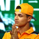 JEDDAH, SAUDI ARABIA - MARCH 16: Lando Norris of Great Britain and McLaren attends the Drivers Press Conference during previews ahead of the F1 Grand Prix of Saudi Arabia at Jeddah Corniche Circuit on March 16, 2023 in Jeddah, Saudi Arabia. (Photo by Bryn Lennon/Getty Images)