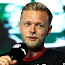 JEDDAH, SAUDI ARABIA - MARCH 16: Kevin Magnussen of Denmark and Haas F1 attends the Drivers Press Conference during previews ahead of the F1 Grand Prix of Saudi Arabia at Jeddah Corniche Circuit on March 16, 2023 in Jeddah, Saudi Arabia. (Photo by Bryn Lennon/Getty Images)