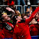 SINGAPORE, SINGAPORE - SEPTEMBER 17: Race winner Carlos Sainz of Spain and Ferrari celebrates with his team in parc ferme during the F1 Grand Prix of Singapore at Marina Bay Street Circuit on September 17, 2023 in Singapore, Singapore. (Photo by Rudy Carezzevoli/Getty Images)