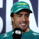 SINGAPORE, SINGAPORE - SEPTEMBER 14: Fernando Alonso of Spain and Aston Martin F1 Team attends the Drivers Press Conference during previews ahead of the F1 Grand Prix of Singapore at Marina Bay Street Circuit on September 14, 2023 in Singapore, Singapore. (Photo by Clive Rose/Getty Images)